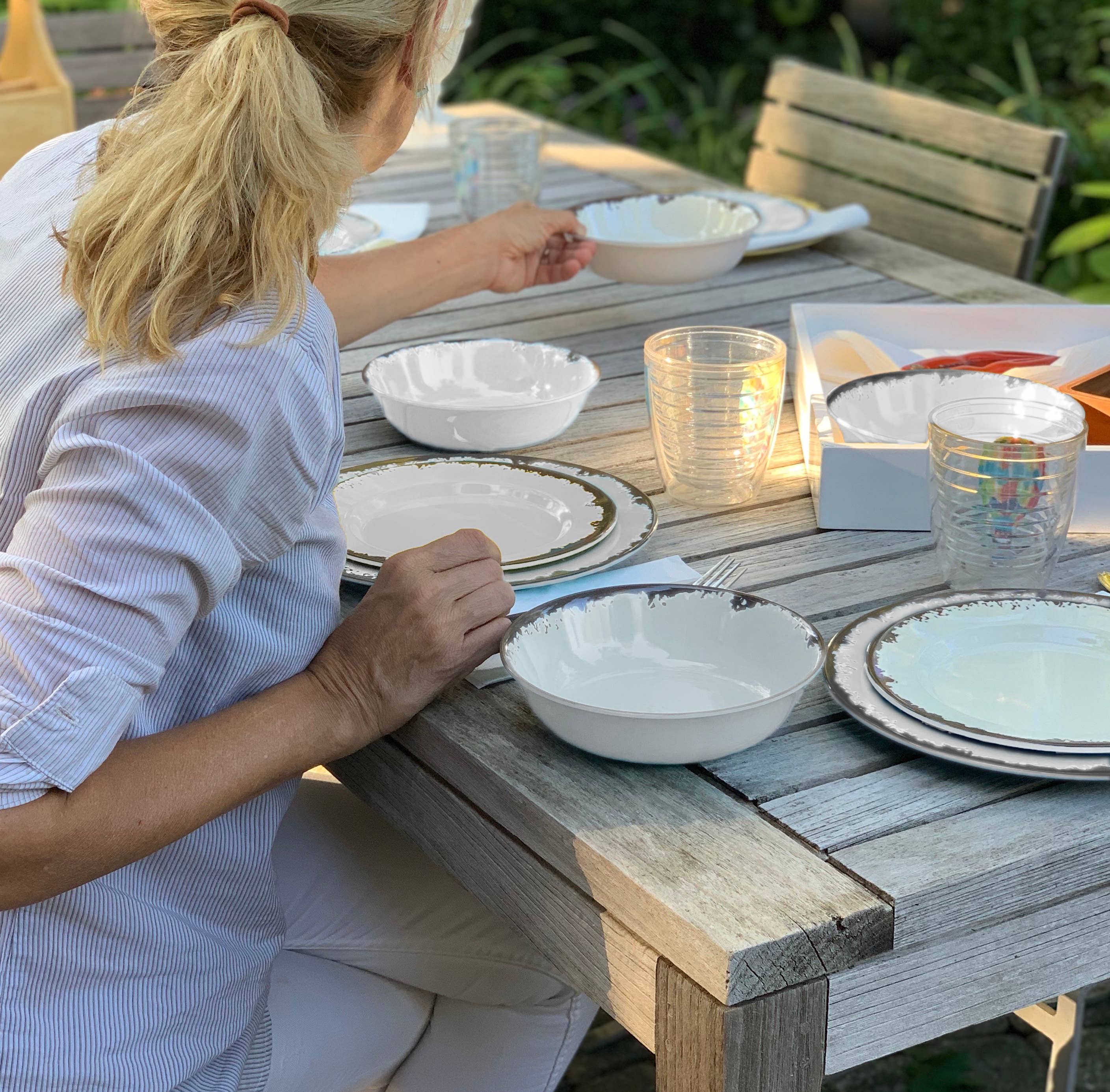 Melamine Dinnerware Set, 12-Piece, Ivory