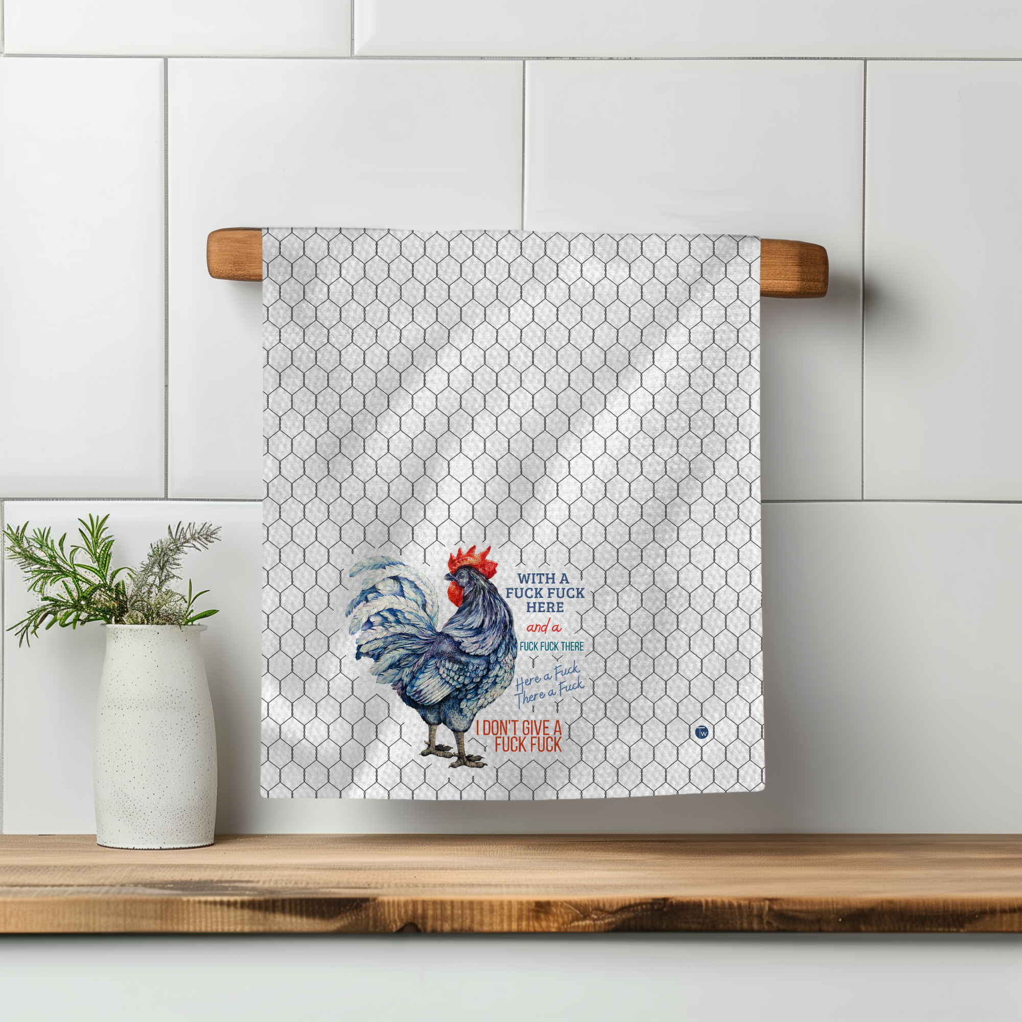 With A F*ck F*ck Here Kitchen Tea Towel