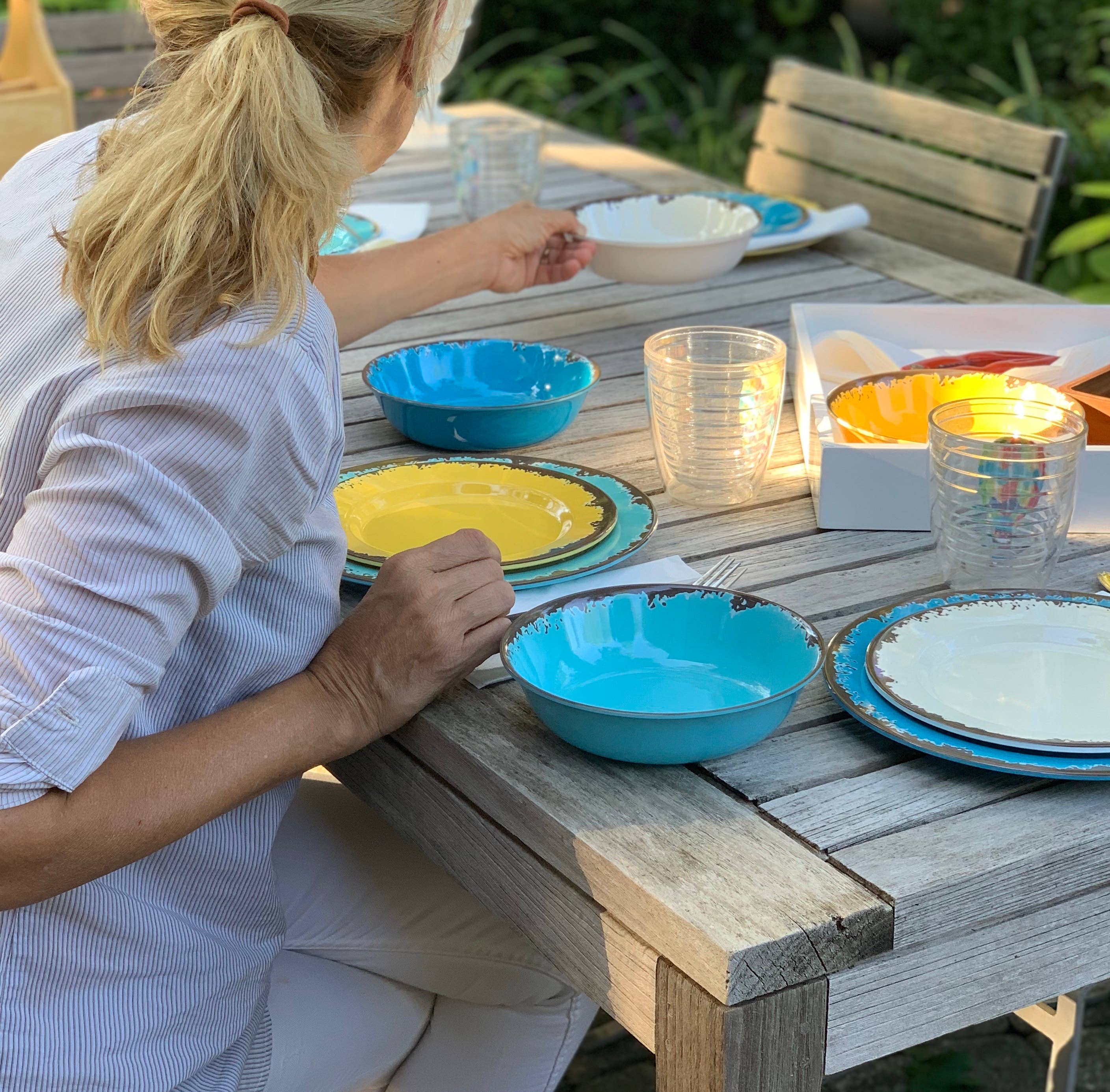 Melamine Dinnerware, Set of 12, Multicolor