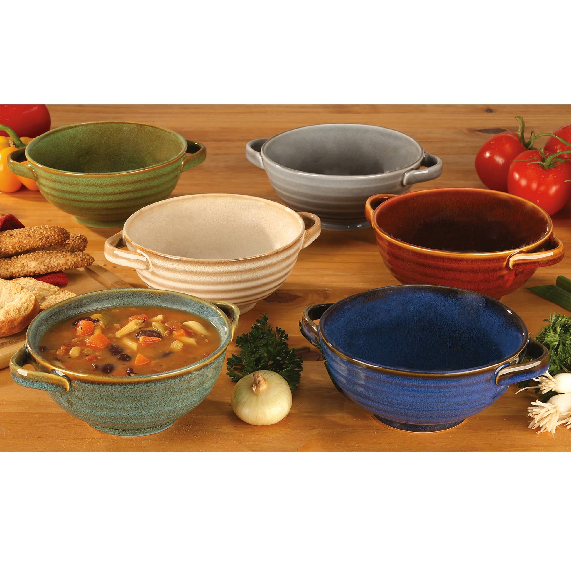 Reactive Glaze Set of 6 Soup Crocks