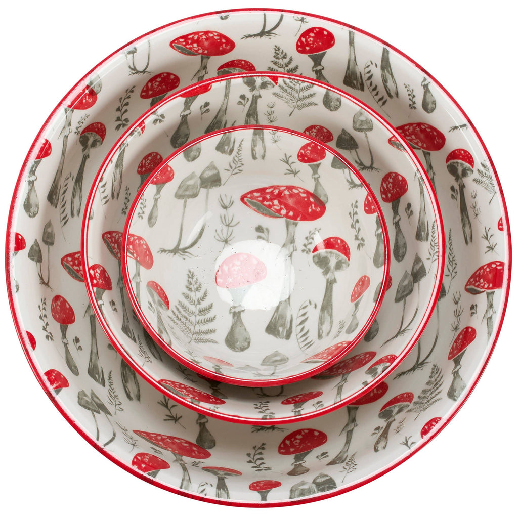 Red Mushroom Bowl Set