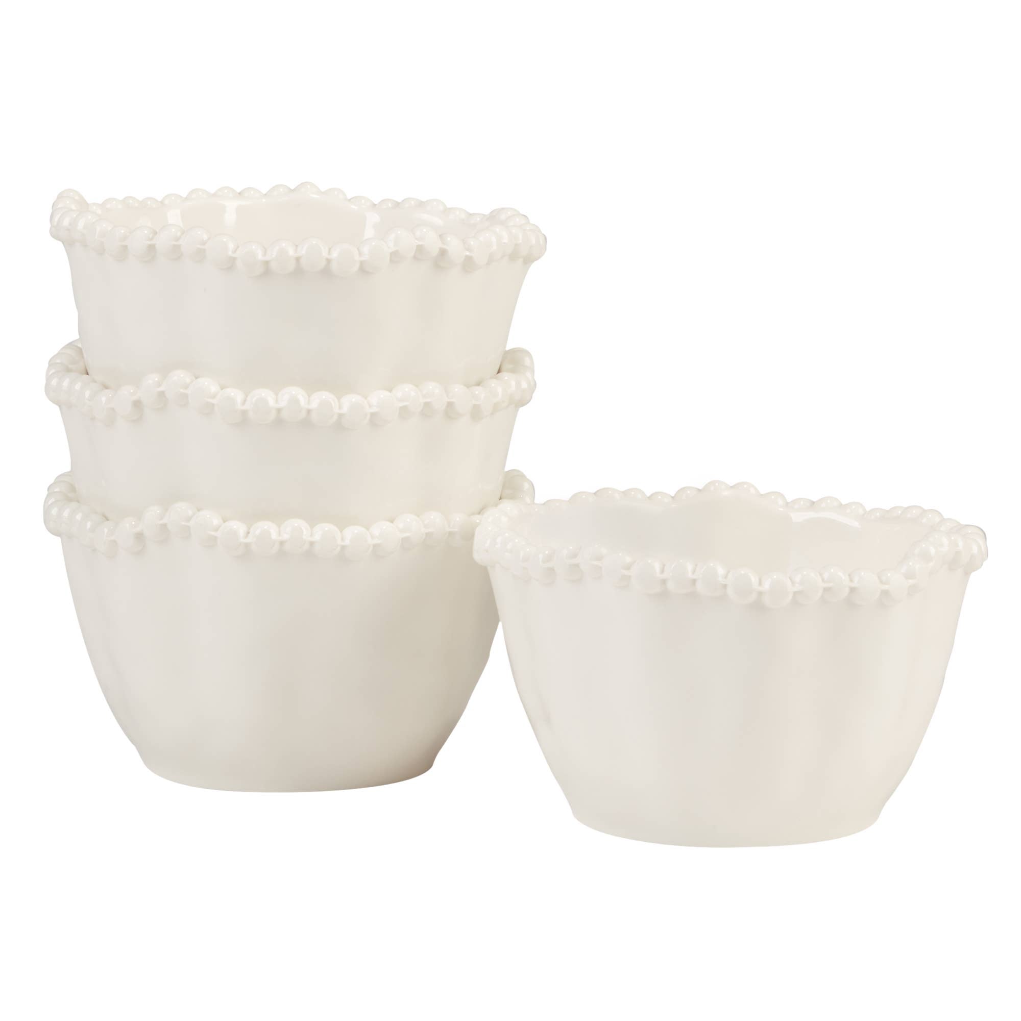 Perlette Cream Melamine Bowls ~ Set of 4