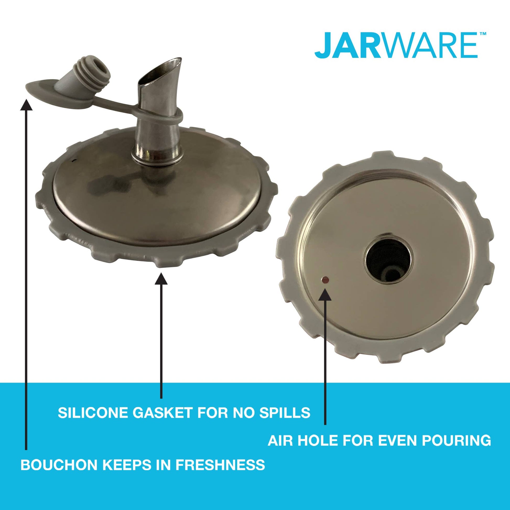 Oil Cruet Lid for Regular Mouth Mason Jar (stainless)