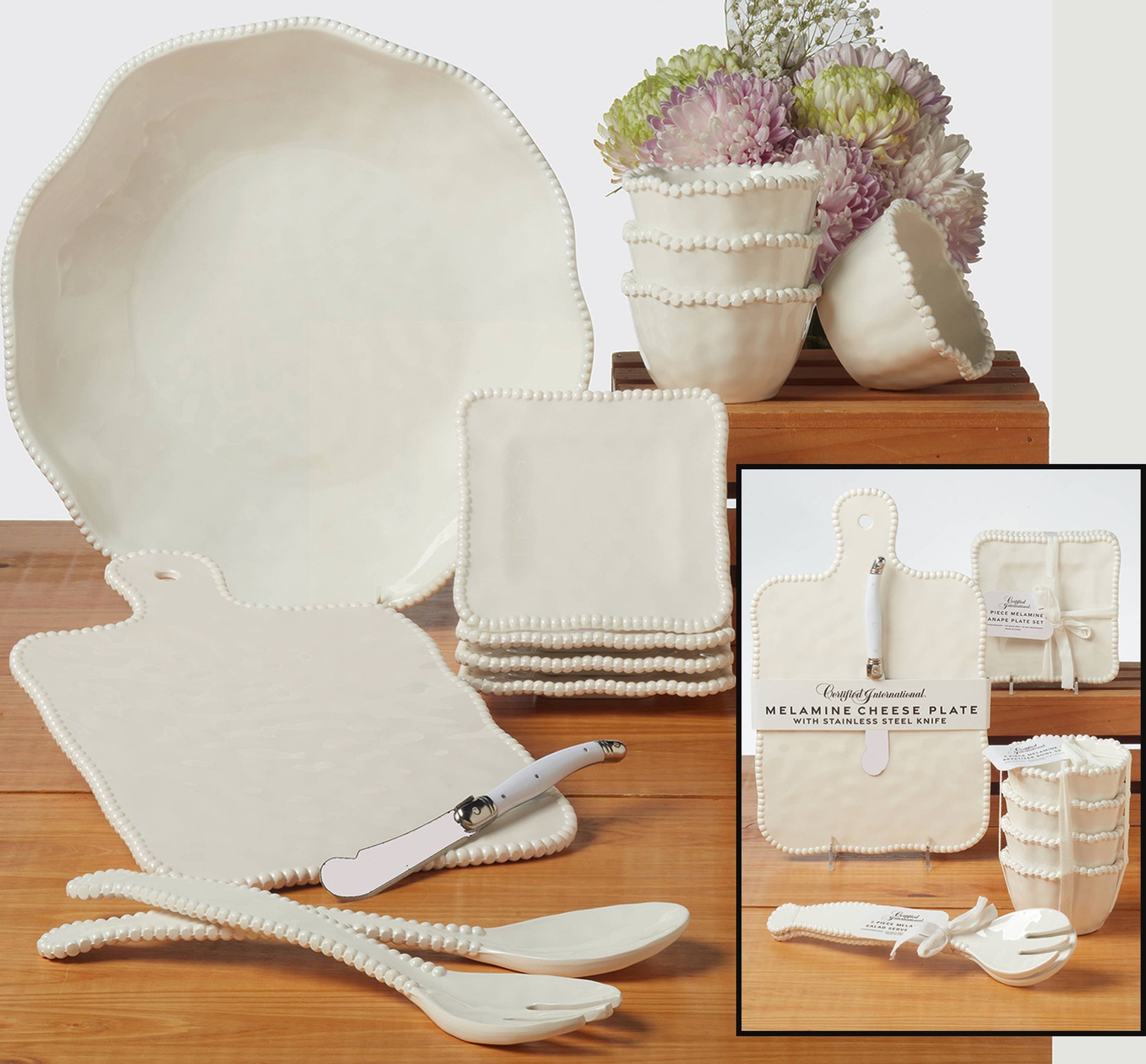 Perlette Cream Melamine Cheese Board