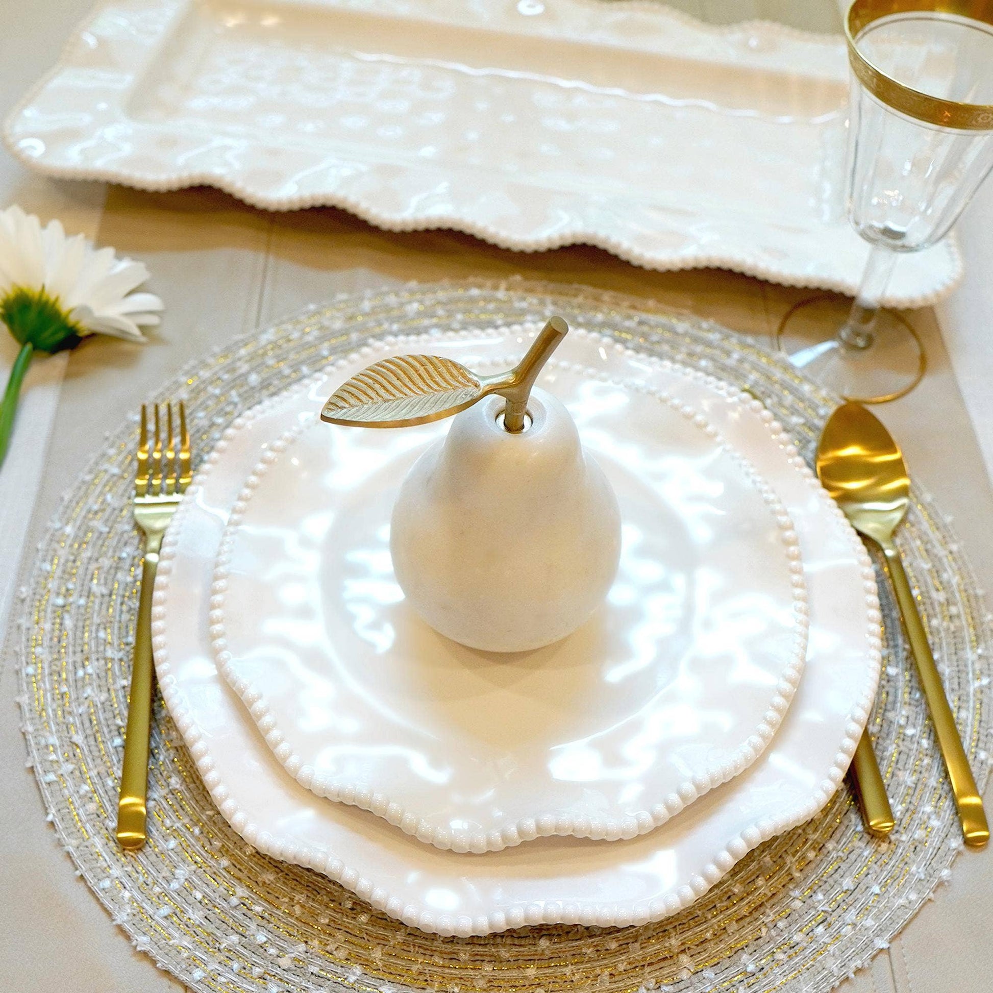 Perlette Cream Melamine Dinner Plate