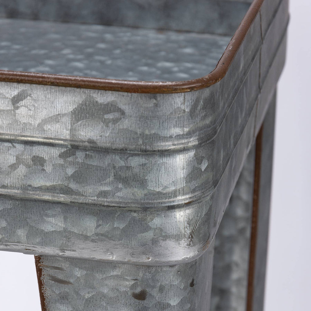 Galvanized Serving Tray Table Set