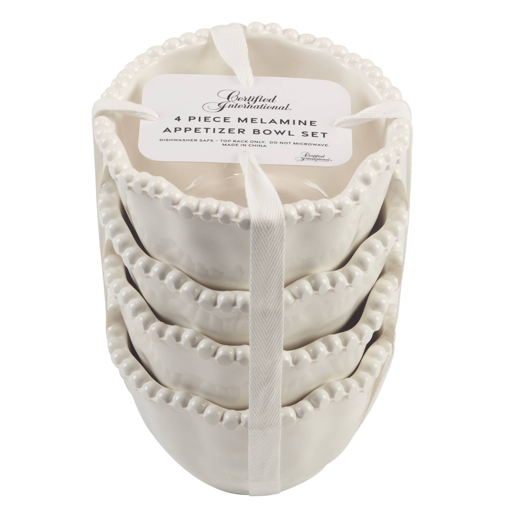 Perlette Cream Melamine Bowls ~ Set of 4