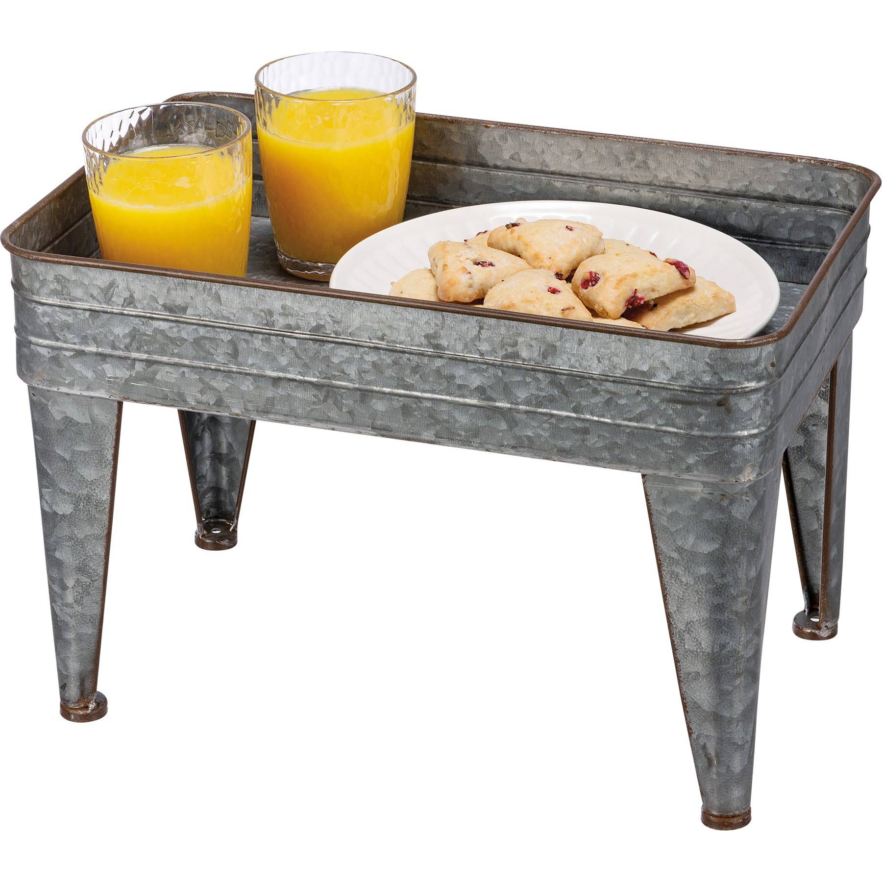 Galvanized Serving Tray Table Set