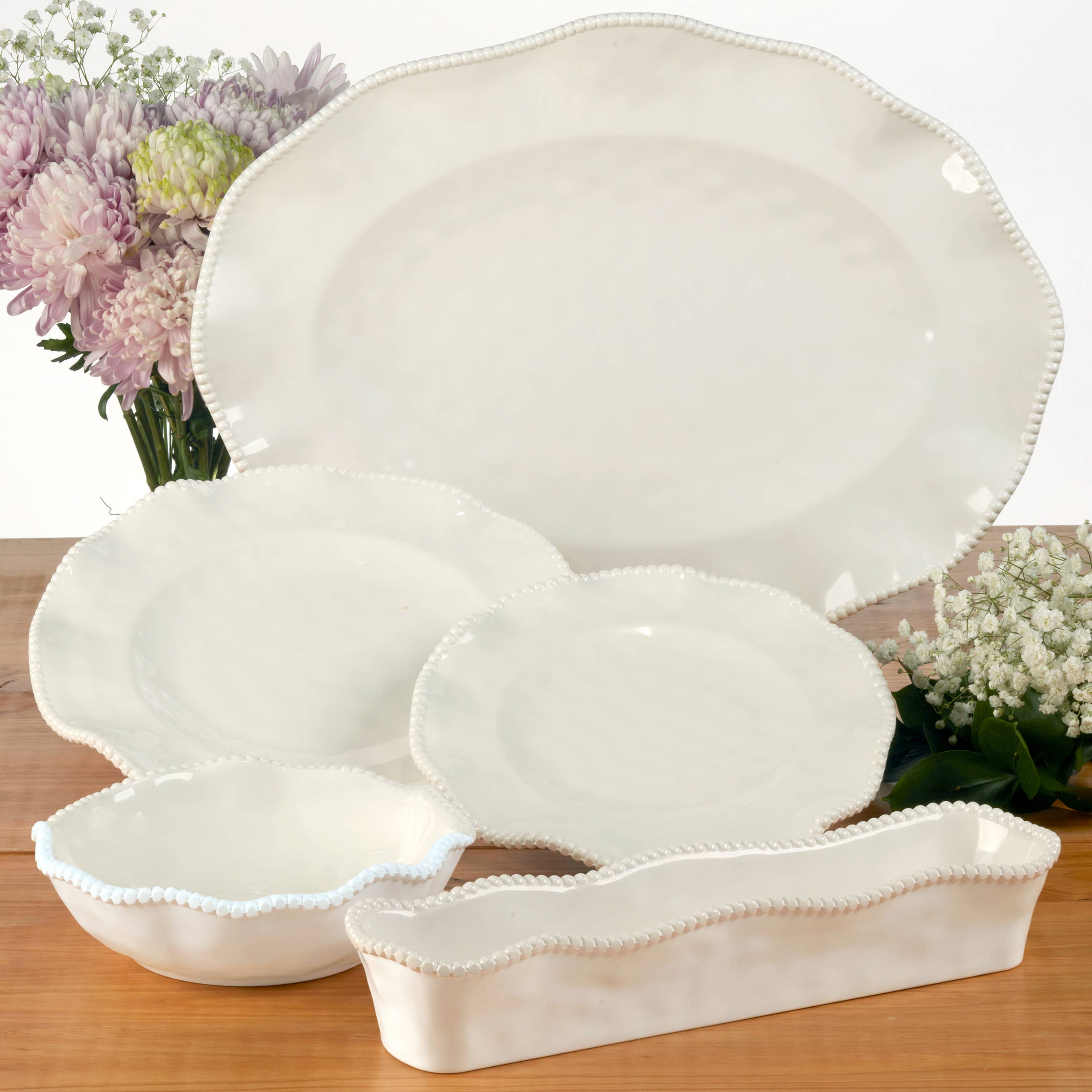 Perlette Cream Melamine Cracker Tray