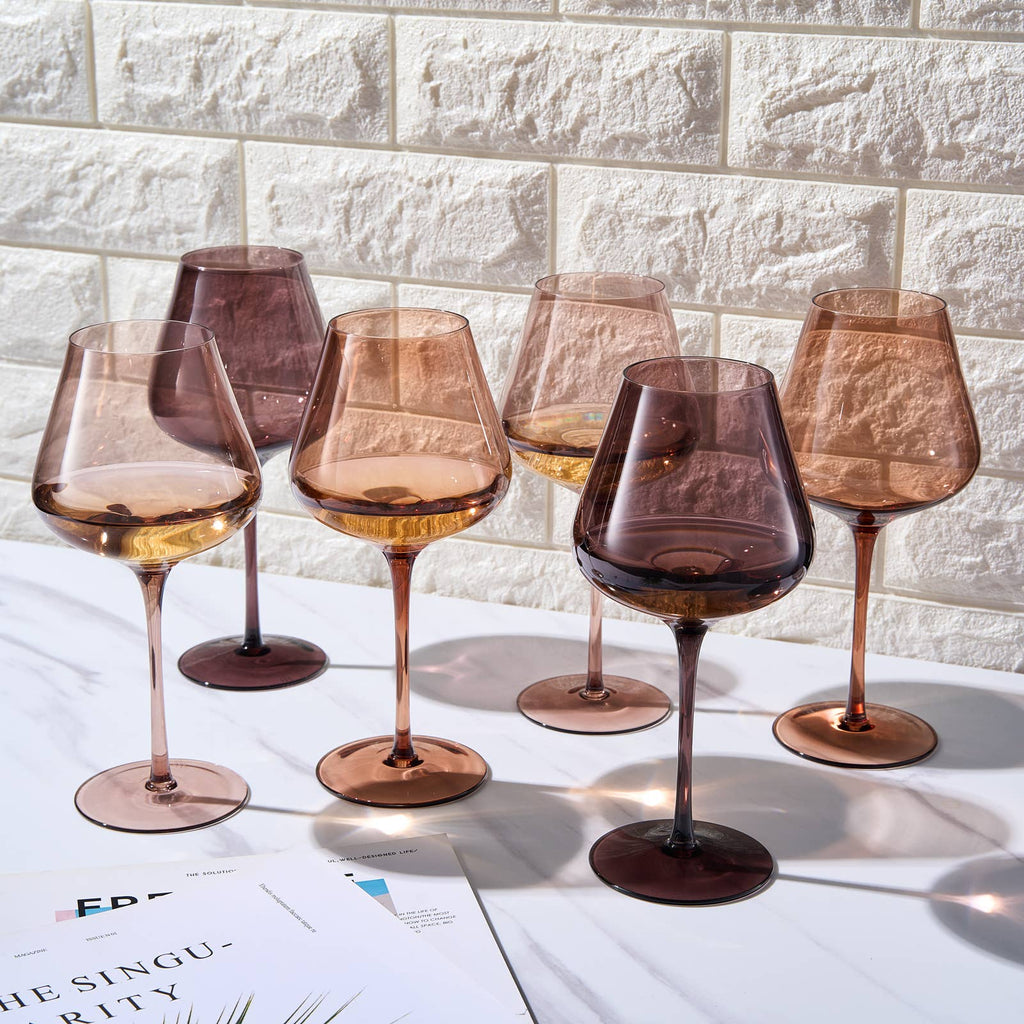 Muted Color Wine Glass ~ Set of 6